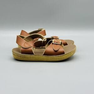 Salt Water Sandals Girls 8 Brown Leather Ankle Buckle Strap Casual Summer Shoes